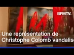 Espagne: des militants écologistes vandalisent une représentation de Christophe Colomb