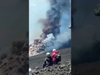 Mount Etna erupts while tourists are on tour