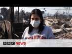 Family describe 'terrifying' moment they escaped wildfire in LA | BBC News