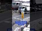 Shocking moment lorry driver escapes his truck just seconds before a train SMASHES into his vehicle