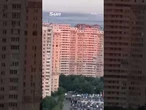 Terrifying moment Russian drone hits Kyiv apartment building