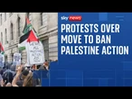 Sit in held in central London as government announces it will crackdown on group