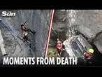 Nail-biting moment rescuers are pulled from sinkhole seconds before more collapses