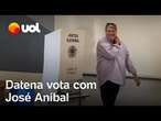 Datena brinca sobre não lembrar o número do partido e pergunta ‘Zé, qual o número?’