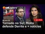 Tornado no Paraná deixa mais de 700 feridos; Enem suspenso em cidade afetada; tempo em SC e+ ao vivo