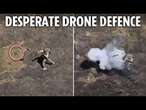 Russian soldier throws his GUN at killer Ukrainian drone in frantic no man's land duel