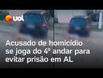 Suspeito de homicídio se joga do 4º andar para evitar prisão em Maceió; veja vídeo