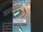 Video shows officers dodging speeding truck