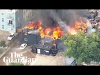 Aerial footage shows Dallas apartment fire after gas explosion kills three