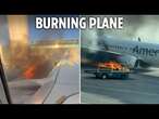 US plane burns on runway after bursting into flames in Denver