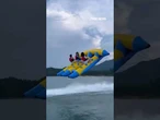 WATCH: Banana boat ride goes airborne, launches riders into lake #shorts #news #world #foxnews
