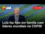 Lula e líderes mundiais fazem foto em família durante cúpula do clima em Belém; assista ao vivo
