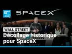 SpaceX à Wall Street : l'action de l'entreprise d'Elon Musk a pris 19% à son entrée en bourse