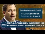 BUNDESTAG: Milliarden-Schulden! Heftige Debatte droht! Klingbeil bringt Haushaltsentwurf 2025 ein