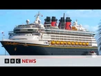 Father jumps off Disney cruise ship to save daughter who fell overboard | BBC News