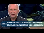 DEUTSCHLAND: Brisante Statistik! Sicherheitsexperte enthüllt! So viel bringen Messer-Verbotszonen