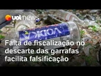 Bebidas com metanol: Falta de fiscalização no descarte das garrafas facilita falsificação