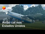 Avião cai no Tennessee, nos Estados Unidos, e passageiros ficam feridos; vídeo mostra aeronave