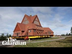 Sweden's landmark Kiruna Church inches down Arctic road as it begins two-day journey – watch live