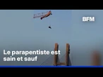 Chine : un parapentiste suspendu dans le vide après s'être accroché à une grue