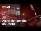 Sinal de alerta de tsunami soa em Porto Rico após terremoto de 7,6 no Mar do Caribe