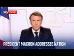 French President Emmanuel Macron addresses nation