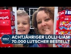 LOLLI-LIAM: Achtjähriger bestellt versehentlich 70.000 Lutscher - Amazon liefert aus!
