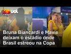 Bruna Biancardi, esposa de Neymar, tira foto com torcedores após estreia do Brasil