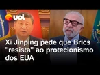 Xi Jinping pede que Brics 'resista ao protecionismo' dos EUA em reunião com Lula e líderes do bloco