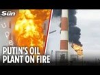 Russia’s key oil depot IN FLAMES after massive Ukrainian drone strike