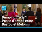 Passe d’armes entre François Bayrou et Giorgia Meloni autour du « dumping fiscal »
