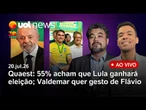 Quaest: 55% acham que Lula ganhará eleição; Eduardo Bolsonaro recebe green card de governo Trump e+