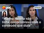 Tabata foi quem melhor ensaiou a linguagem corporal Kamala Harris no debate RedeTV/UOL | Bilenky