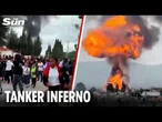 Moment gas tanker hauling ‘stolen fuel’ explodes into monster fireball