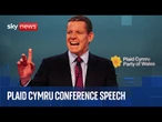 Plaid Cymru leader gives speech at party conference