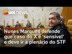 X/Twitter suspenso: Nunes Marques defende que suspensão é 'sensível' e deve ir a plenário do STF