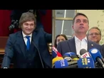 Presidente argentino Milei se reunirá com Flávio Bolsonaro no Brasil | AFP