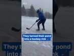 Pond transforms into hockey rink