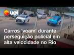 Carros 'voam' no meio da rua durante perseguição policial em Santíssimo, no Rio de Janeiro; vídeo