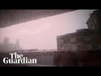 Dramatic lightning illuminates London skies during heatwave thunderstorm