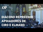 Veja o momento em que diácono repreende apoiadores de Ciro e Elmano durante embate em igreja