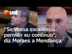 Moraes se irrita com interrupção de Mendonça em julgamento sobre OAB: 'Se permitir eu continuo'