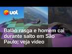 Balão rasga e paraquedista colombiano cai durante salto em Boituva, São Paulo; vídeo mostra queda