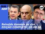 Reinaldo Azevedo ao vivo: recuo de Moraes, fala de Sóstenes, deputada cassada e+ OLHA AQUI | 20/06