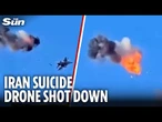 Moment Israeli F-16 DOWNS Iranian attack drone in missile fireball
