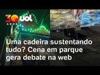 Brinquedo sustentado por cadeira em parque de diversões no CE assusta frequentadores