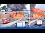 Moment truck explodes into huge fireball in New Jersey