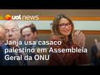 Janja usa casaco palestino na Assembleia Geral da ONU; Bergamo: 'Empresta o simbolismo dela'