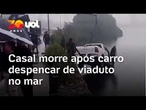 Casal morre no Rio após carro cair de viaduto no mar depois de jogo da Copa