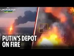 Ukrainian drone strike sets oil depot ablaze and fills the sky with black smoke in occupied Luhansk